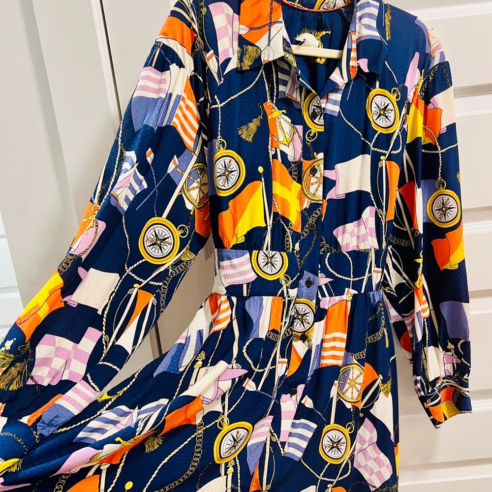 Anthropologie Maeve Nautical Flag Mini Shirtdress Size L - Picture 7 of 10